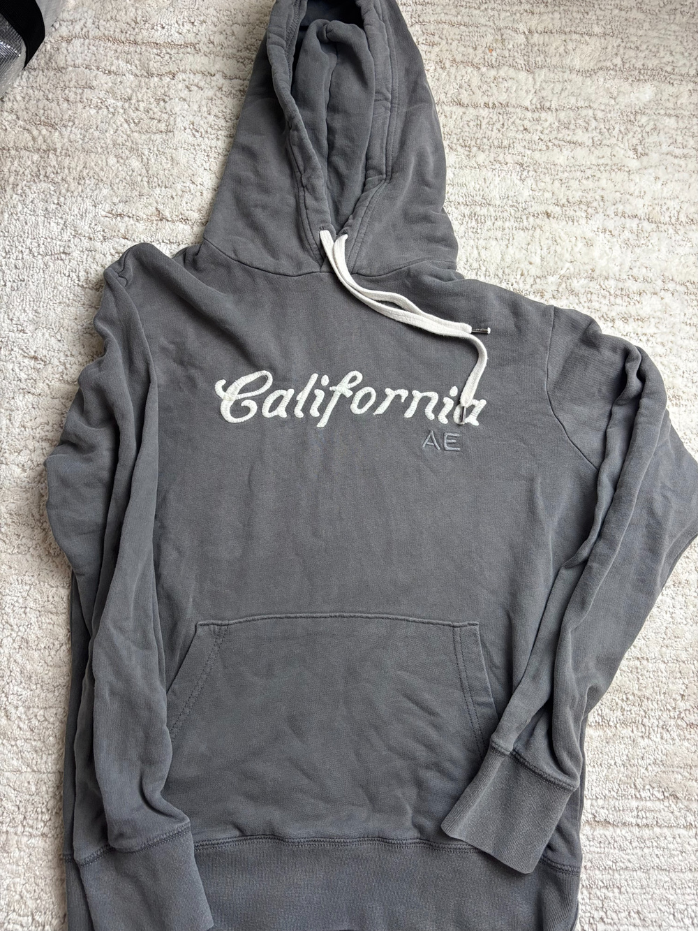 American Eagle California AE Hoodie Gray Pullover Drawstring Pocket